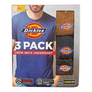 Dickies Men's Crewneck Undershirt 3-Pack SZ M Brown Black‎ Gray 100% Cotton New